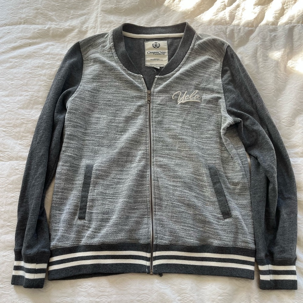 Gray Zip-Up Jacket Campus Crew UCLA size large